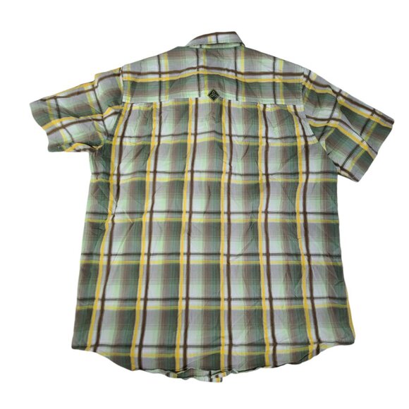 PrAna Button Up Shirt Adult Mens Medium Green Plaid Outdoors Cotton Casual * - Picture 2 of 8